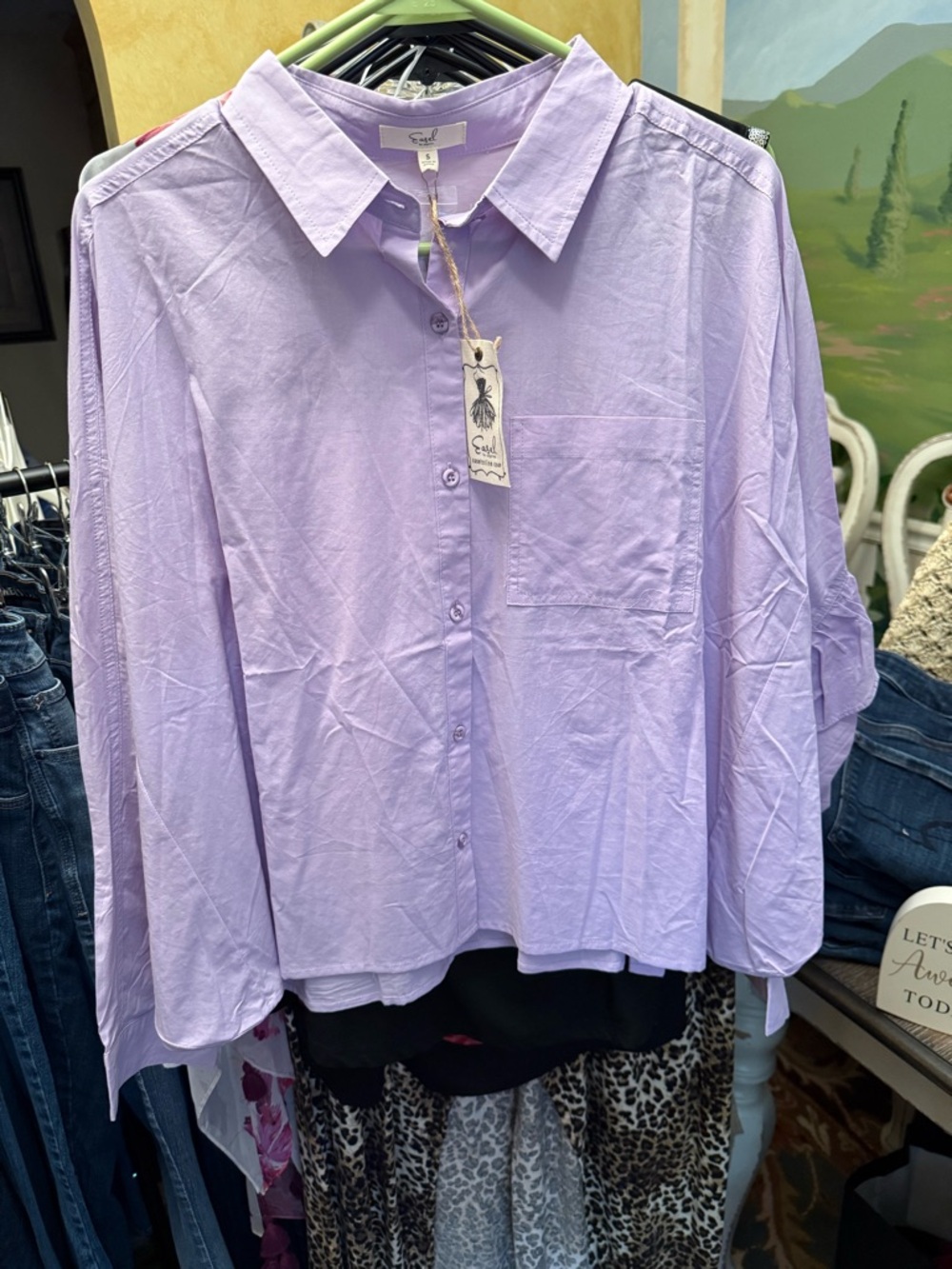Easel lilac Button-Up Blouse - Lightweight Women's Top